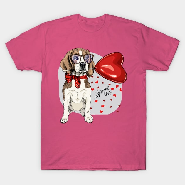 dog spread love T-Shirt by bignosestudios